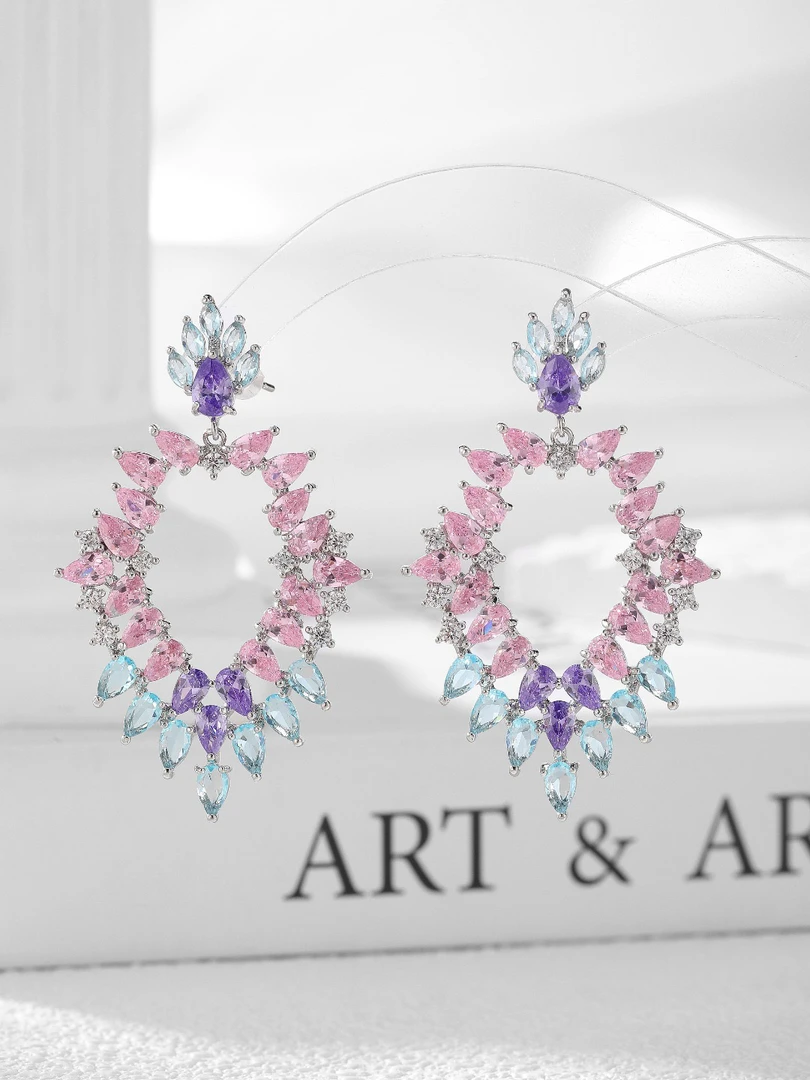 合金合成锆石耳饰 4713高级轻奢时尚宴会优雅耳环