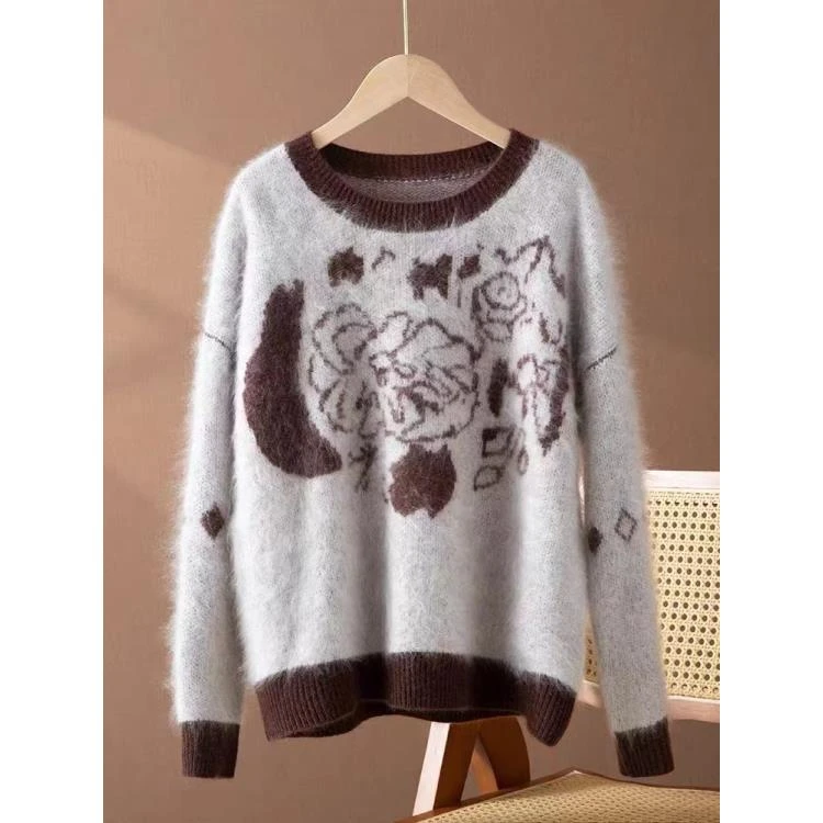 【软糯“小皮草”】奢品级喜马拉雅羊绒！圆领玫瑰花套提花
