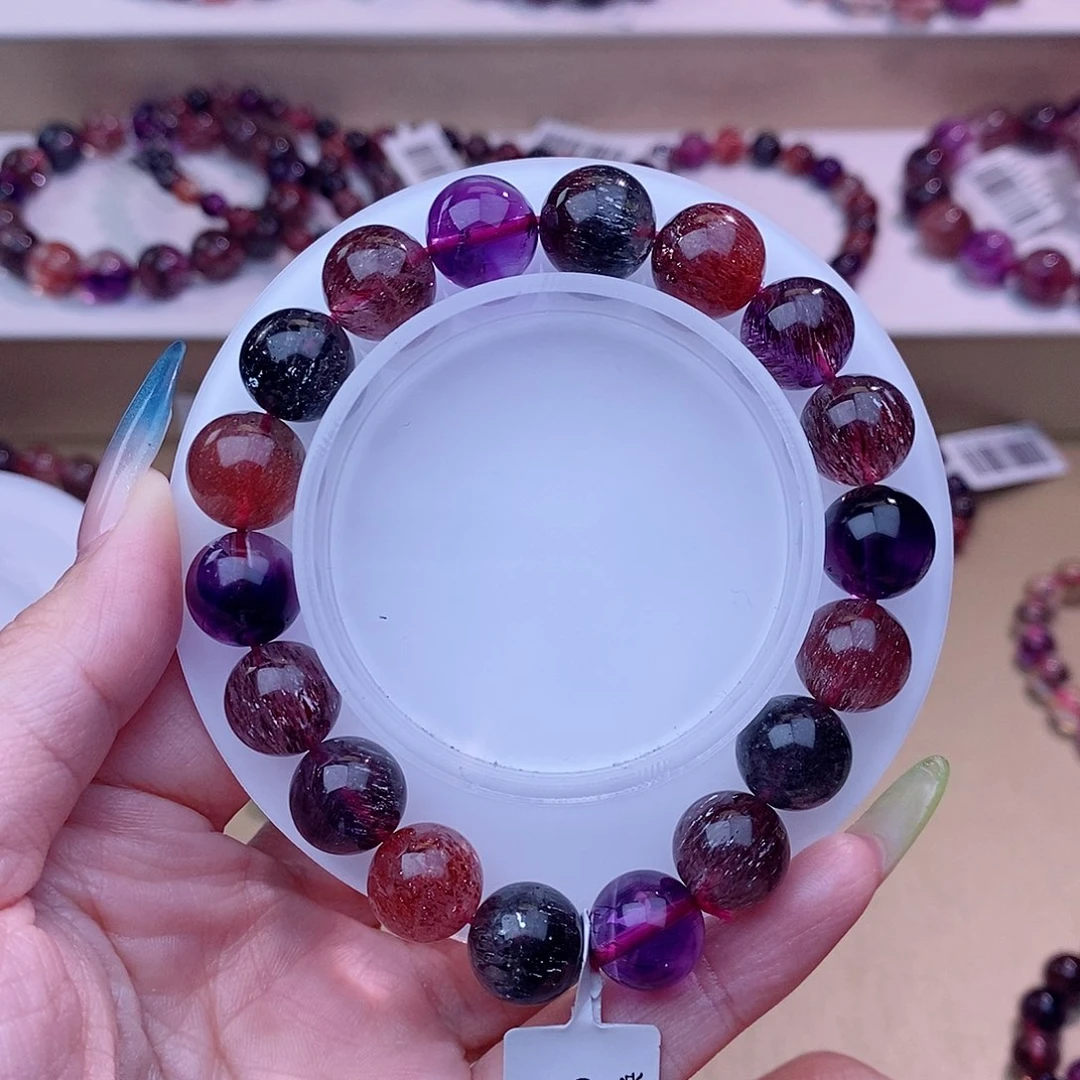 未镶嵌手链水晶黑加仑超七11m+