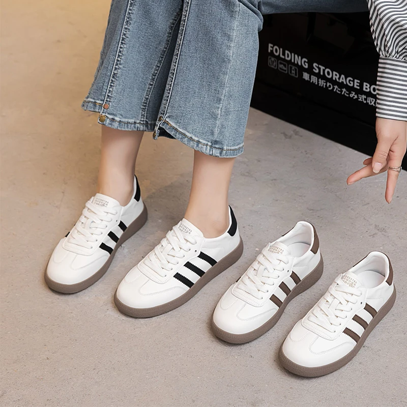 2025春秋新款休闲春季增高耐磨休闲板鞋平底百搭透气真皮韩版女鞋