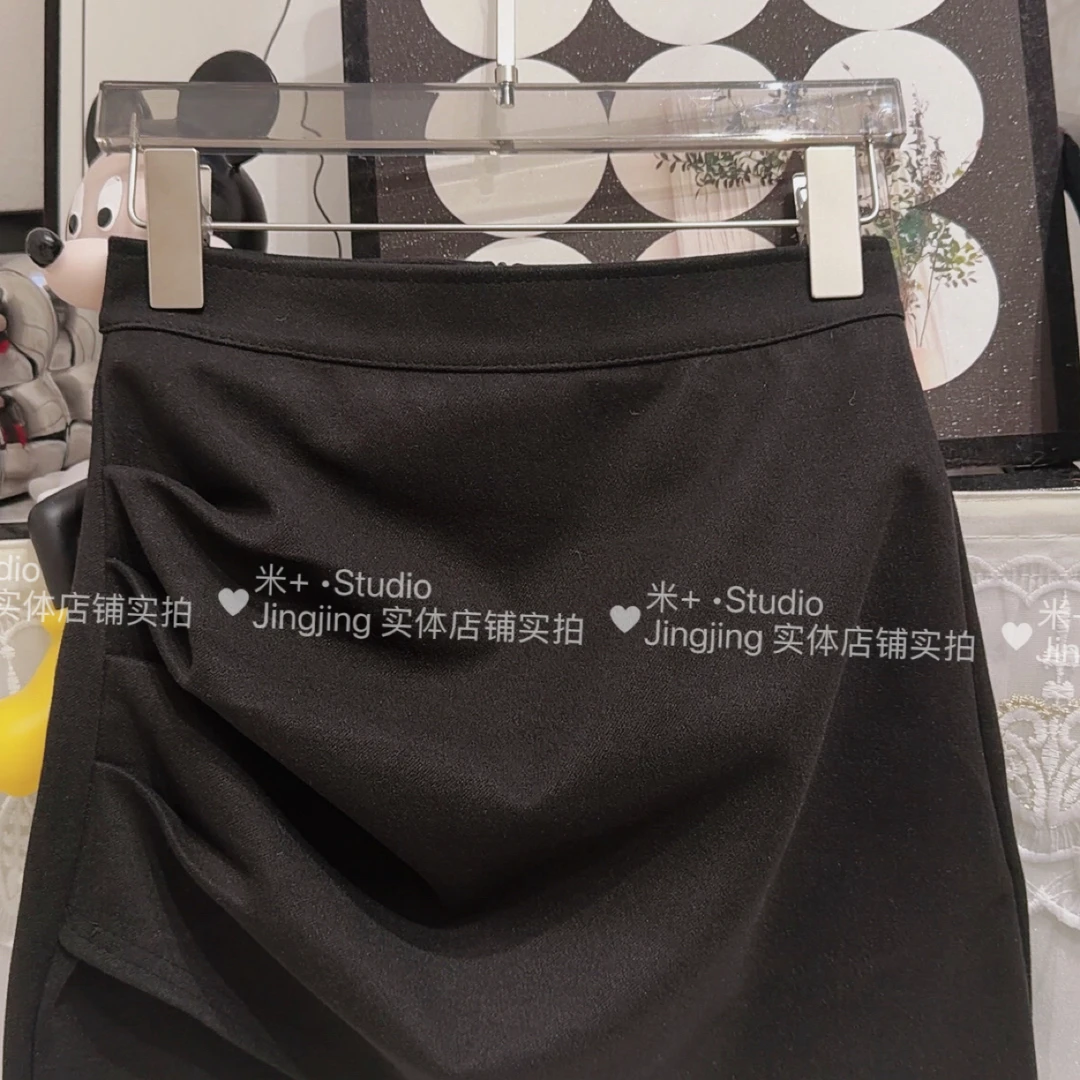 米+【比例线条】高腰毛呢褶皱遮肉显瘦显腿长半裙