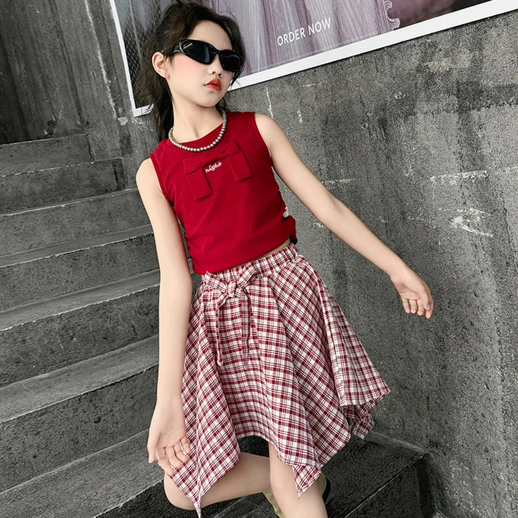 女童夏装套装2025新款洋气时髦儿童衣服宝宝不规则裙子两件套夏季