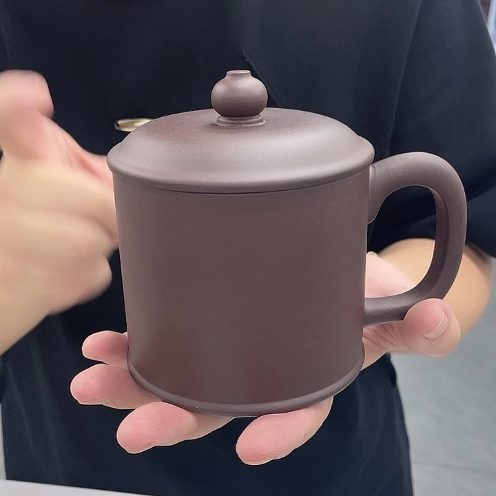 茶杯紫砂老紫泥老板杯光素盖杯