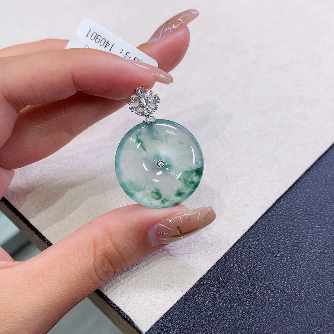 翡翠18K金镶嵌吊坠(不含链)25-5.9