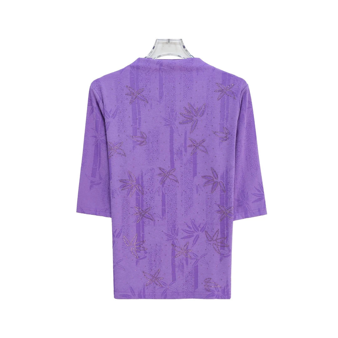 中国风重工复古中式提花烫钻设计感T恤S2250