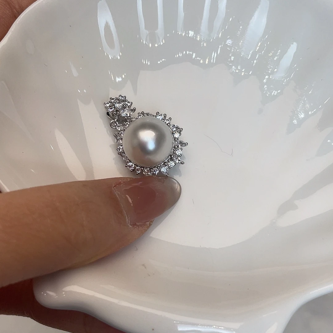 海水珍珠银S925镶嵌颈饰