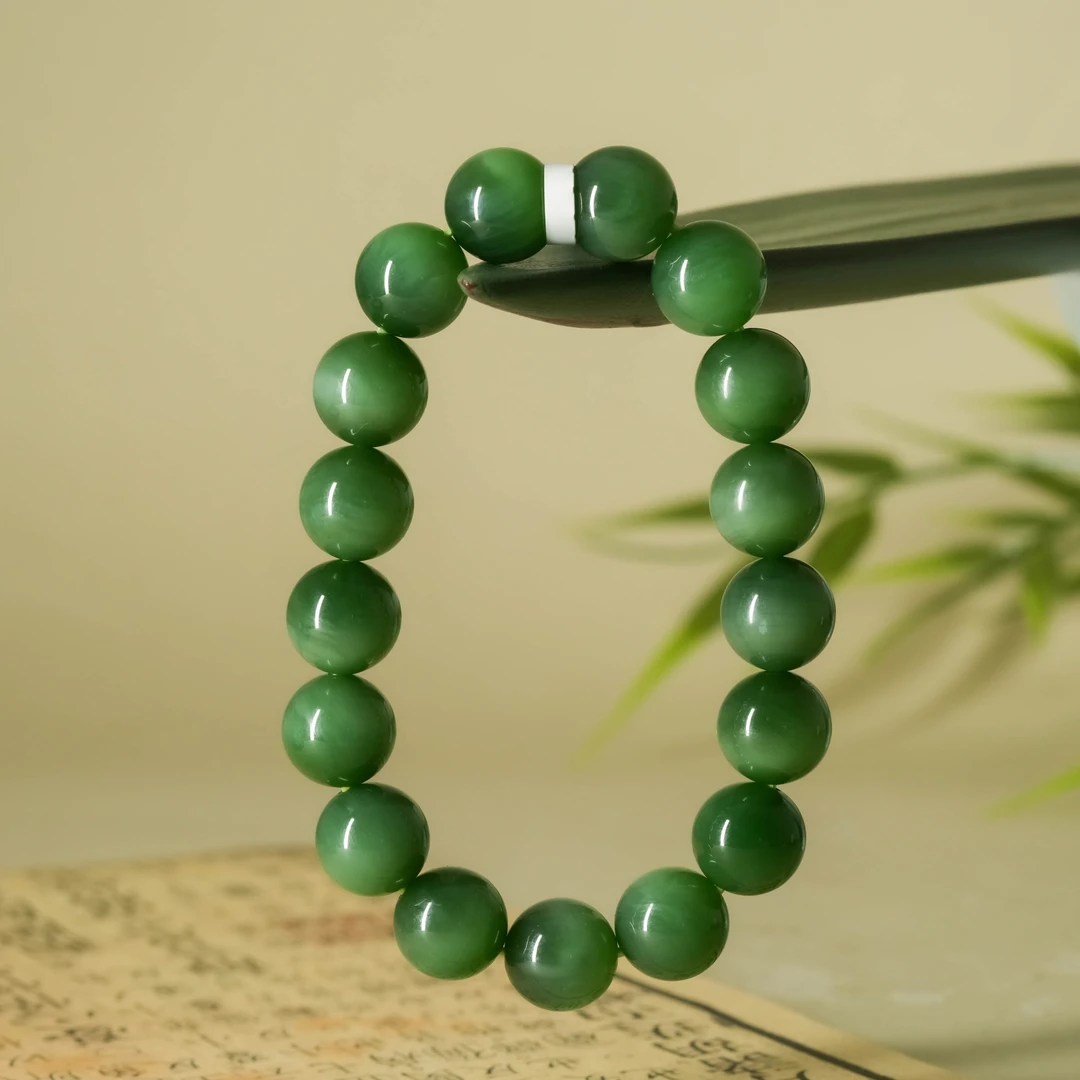 Y5020和田玉碧玉猫眼手串