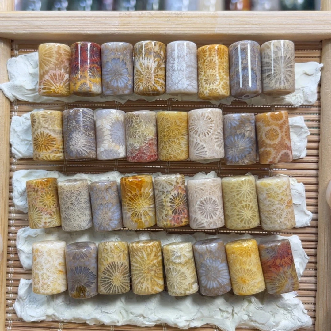 硅化玉未镶嵌颈饰桶珠20米1颗