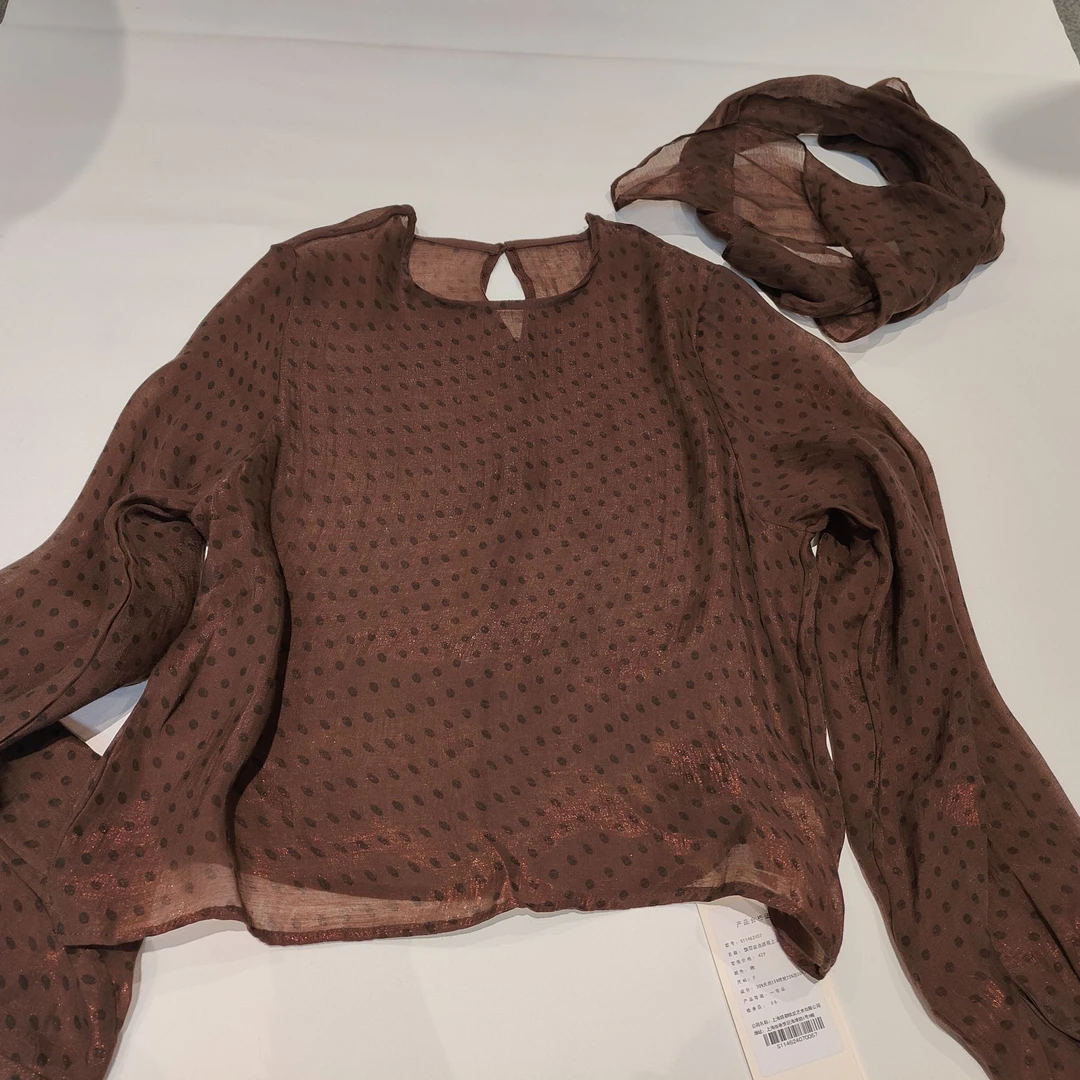 RRROSE飘带波点透视上衣