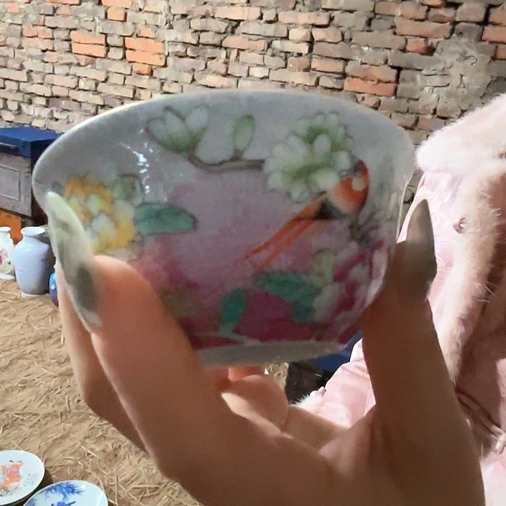 摆件景德镇高温陶瓷扒花杯看画片