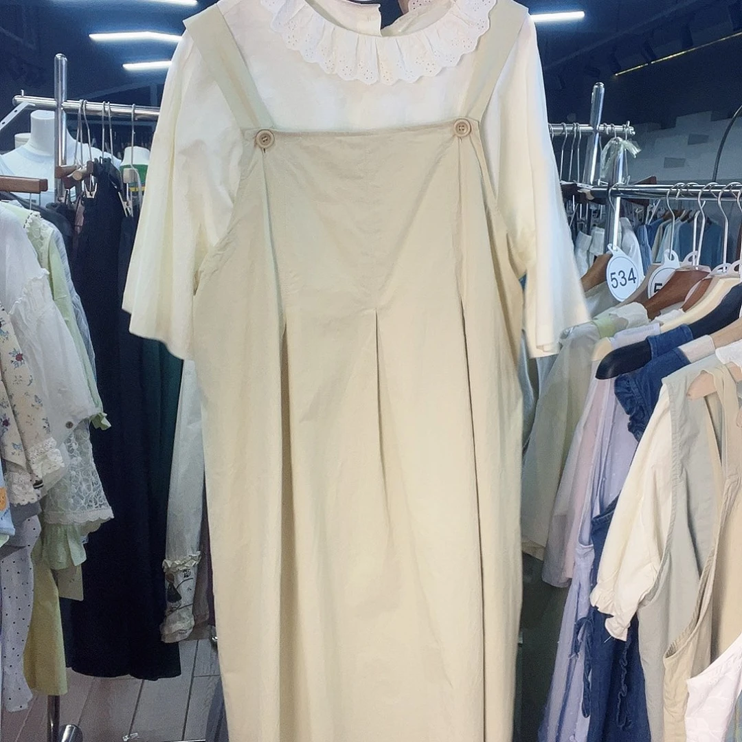 三醋酯纤维锦纶背带连衣裙