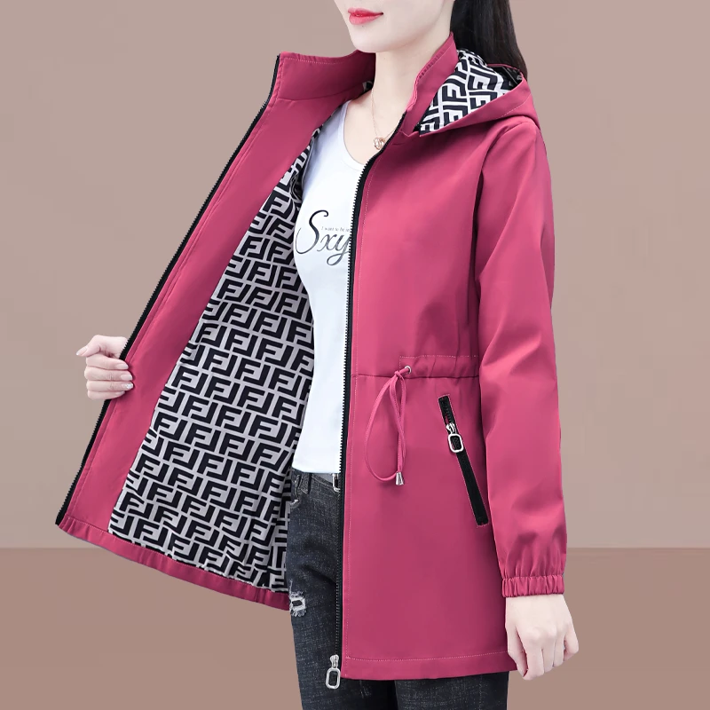 啄木鸟气质减龄时尚宽松外套女士2025春秋季新款连帽时尚防风风衣