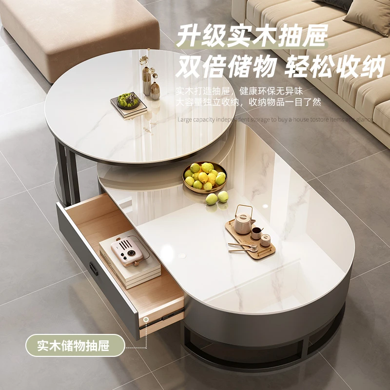 现代简约轻奢新款茶桌客厅茶几椭圆形网红组合小户型包邮大容量