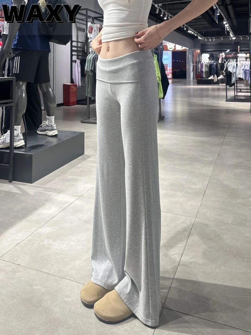 夏季薄款高腰修身显瘦女款裸感运动喇叭裤小个子休闲必备