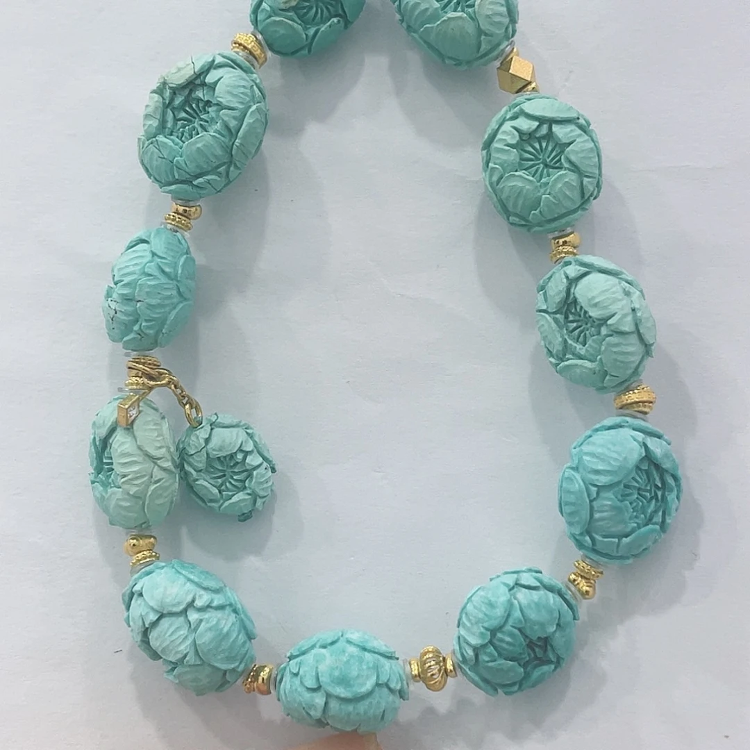 绿松石18K金镶嵌珠宝奇石