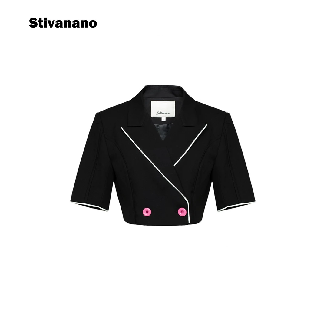 Stivanano条纹拼接短袖上衣