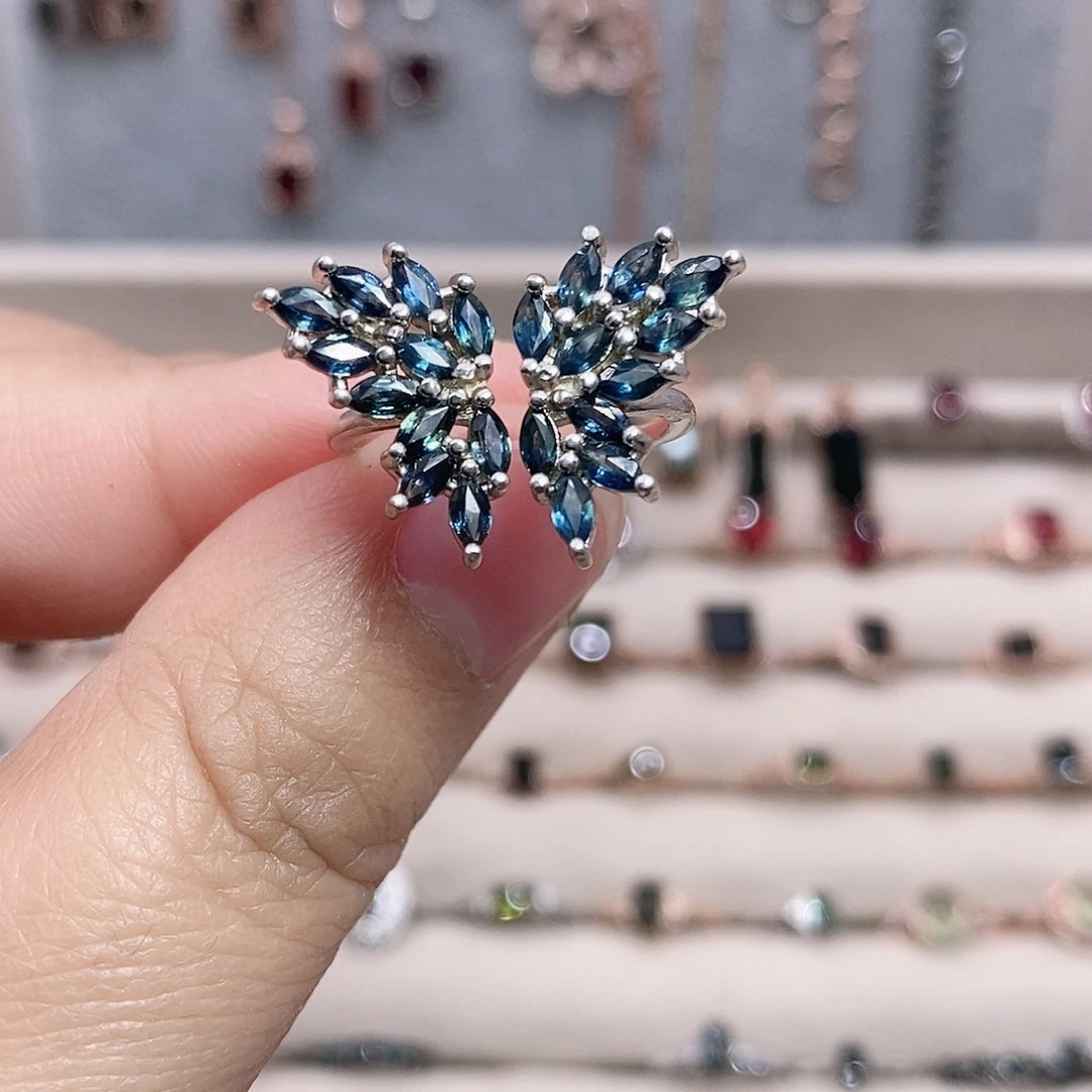 银S925镶嵌蓝宝石戒指戒指