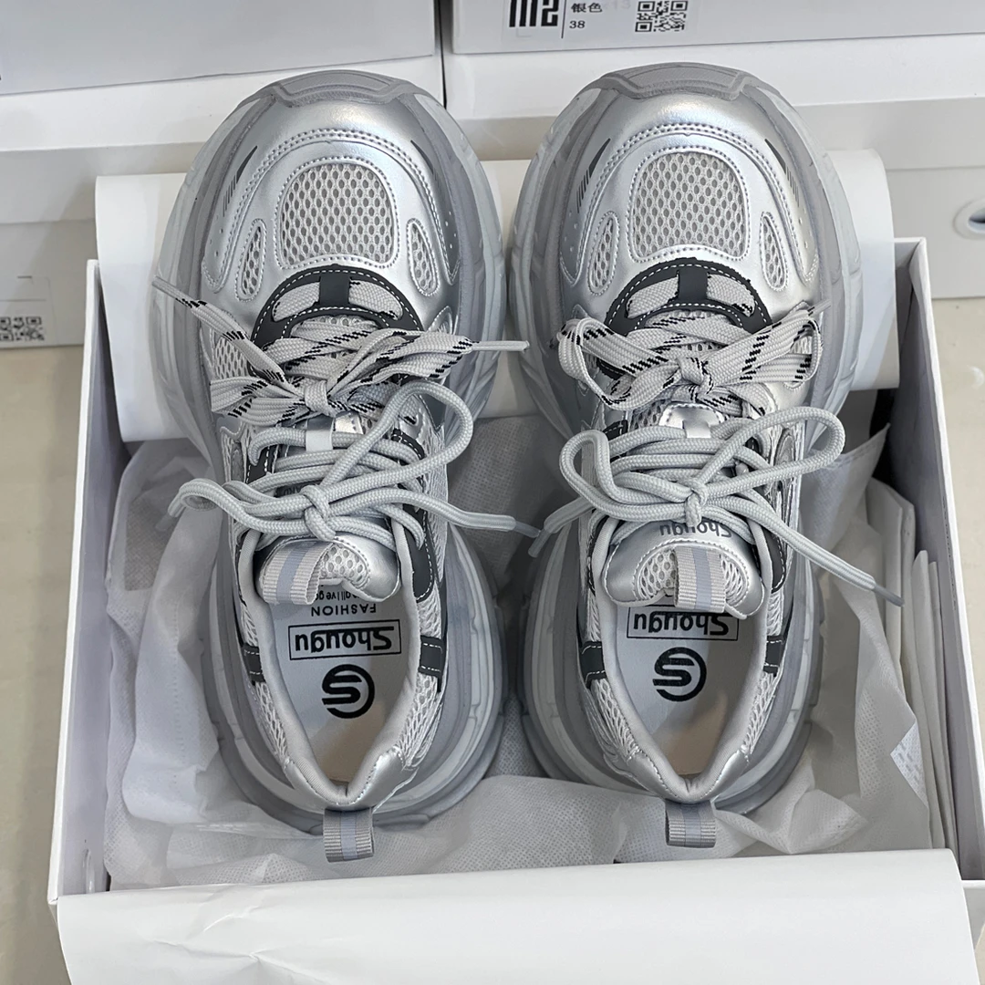 首谷爆款高级感厚底透气老爹鞋女款夏季百搭网面运动鞋休闲女鞋子