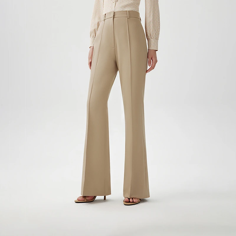 薄荷曼波LANCY/朗姿2024春季新款气质高级感羊毛西装裤女高腰微喇