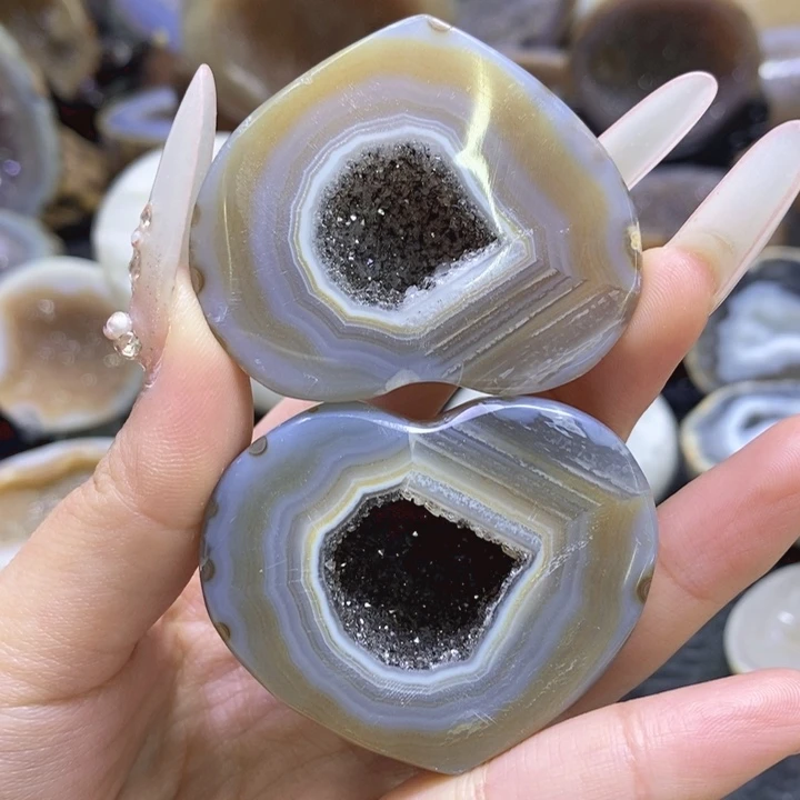 未镶嵌珠宝半成品水晶黑晶爱心盆
