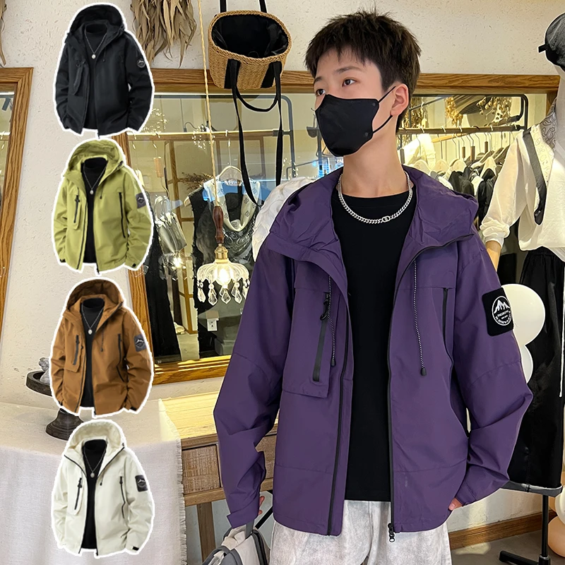 【青少年系列】男孩户外冲锋衣外套秋季学生防水防风连帽大男童长袖