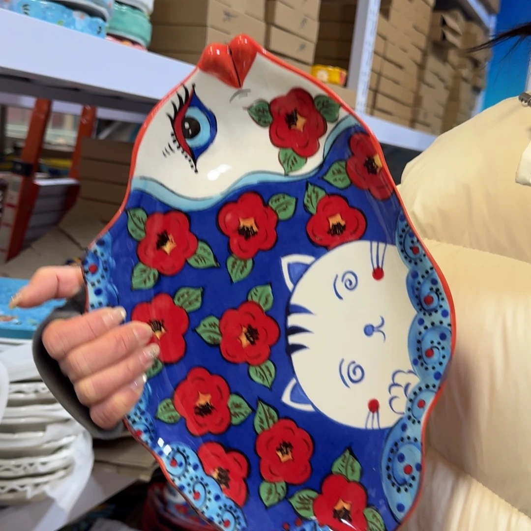 瓷片14英寸创意猫鱼盘1只