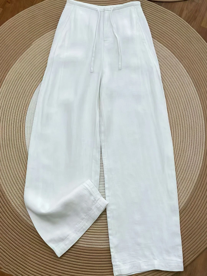 【天丝亚麻】禅意女裤17支双股纱线法国雨露亚麻劳拉风休闲阔腿裤