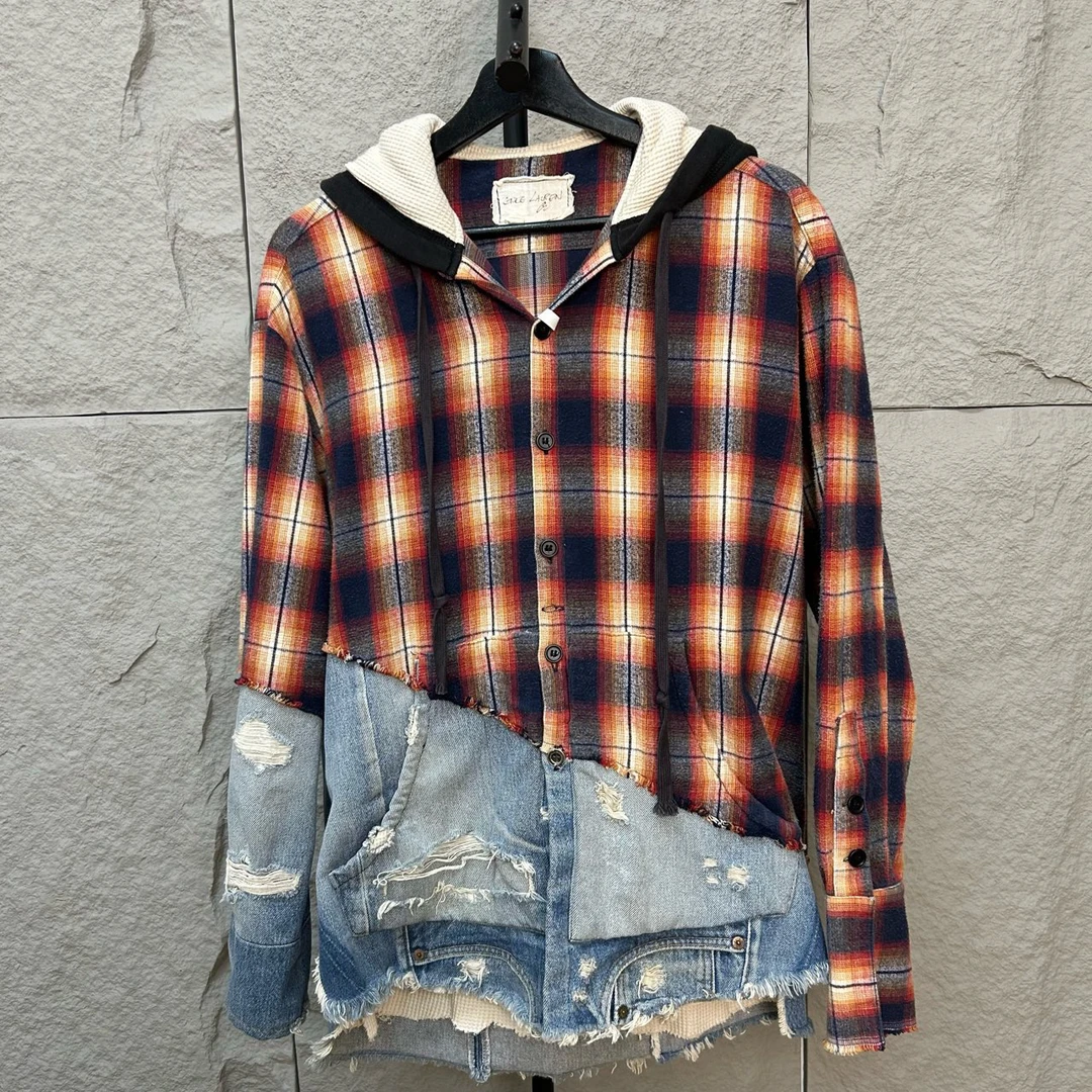 99新 maje GREG LAUREN 拼接连帽卫衣 2码 ys000871