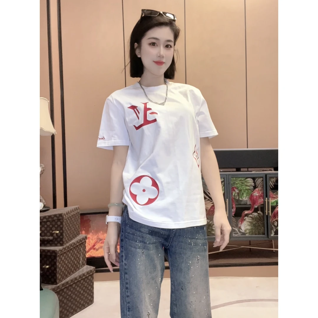 【字母三花】2025夏季新款刺绣工艺潮牌男女同款短袖休闲百搭