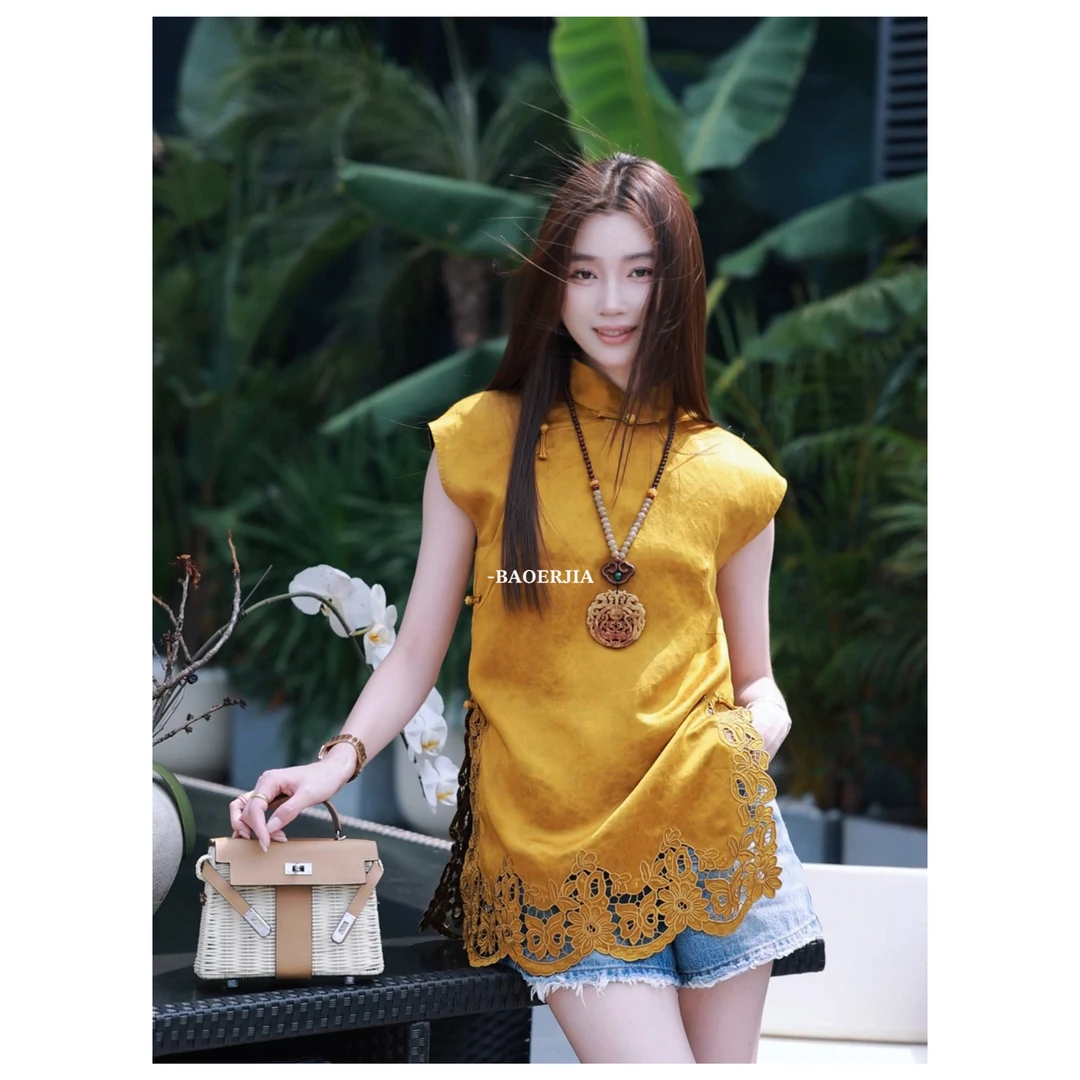 16-【传承/飞黄腾达】宝儿家含幂BJ90025204夏季款香云纱龟裂纹马甲