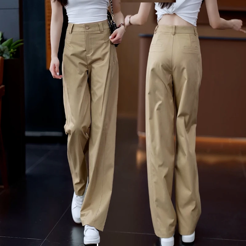 卡其色镰刀裤女2025年新款夏季高腰显瘦西装九分女裤休闲哈伦裤子