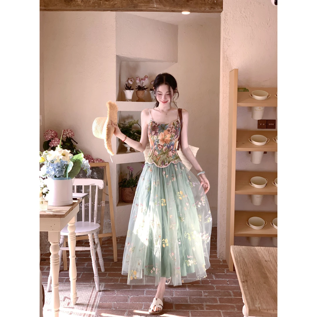 【雅乔定制】绿野仙踪半裙 蝴蝶花朵仙气网纱半身裙DYLL-25036724