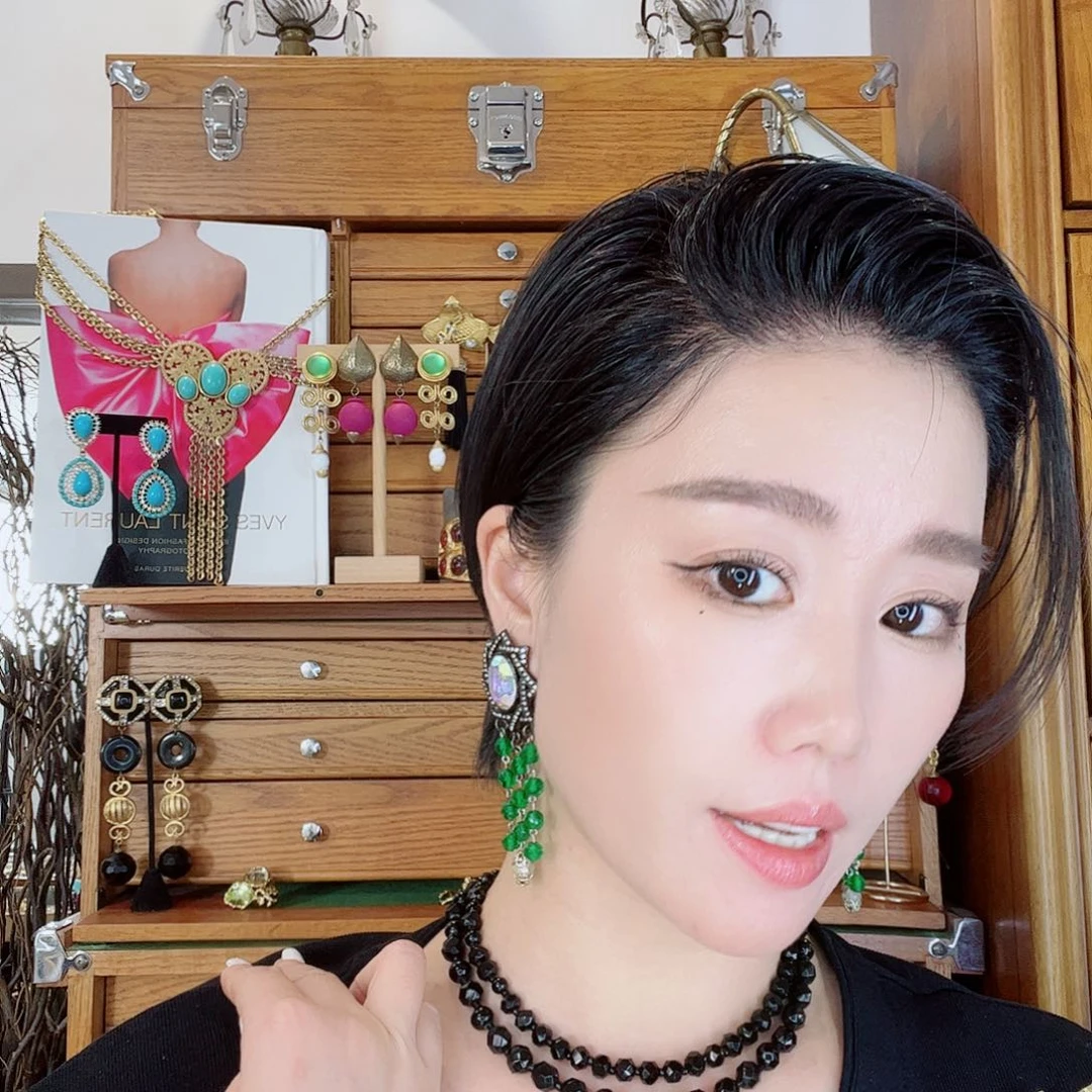 花岗石铁合金仿水晶铁合金中古古典项链