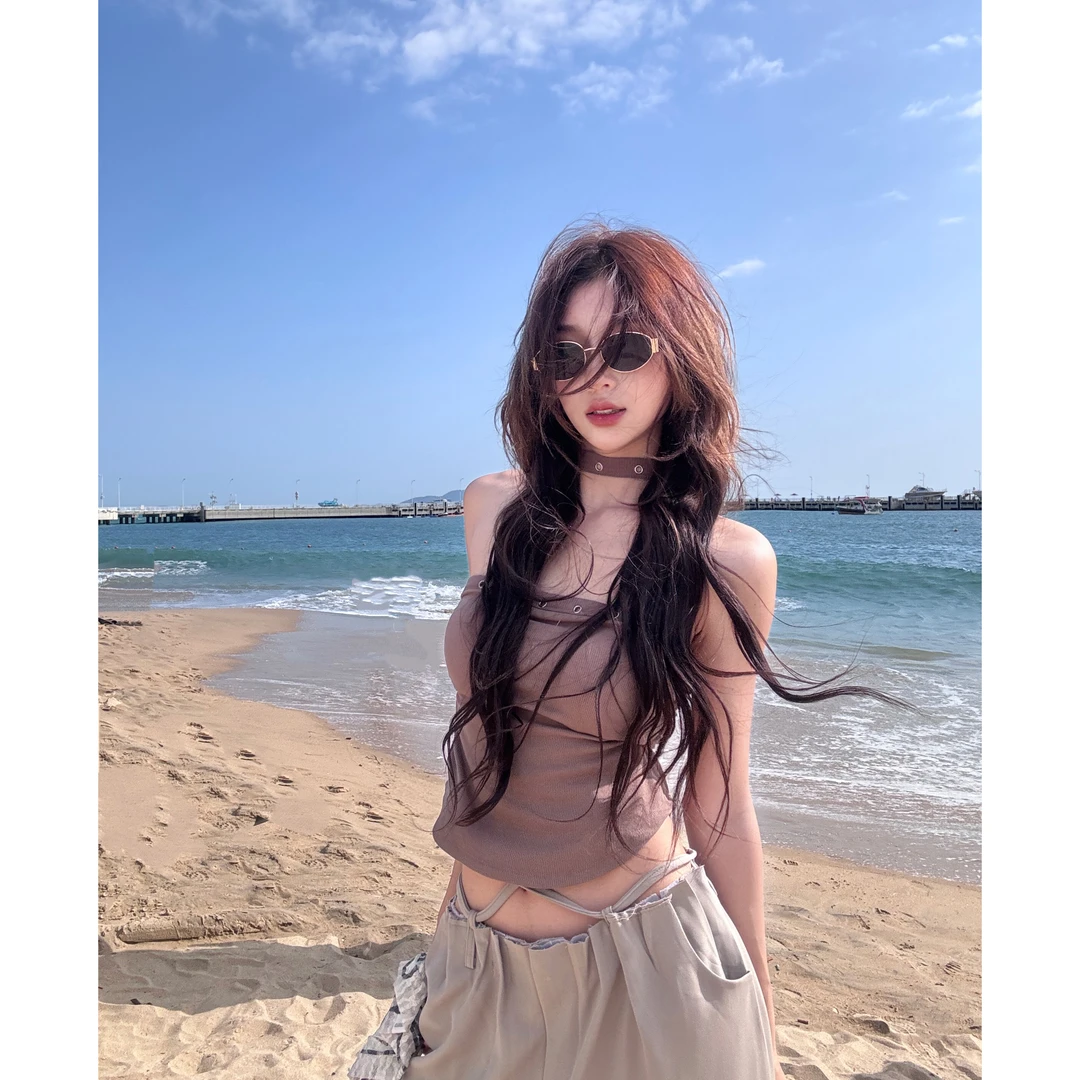 春夏小众美背背心带胸垫一体式辣妹风小吊带修身外穿内搭打底