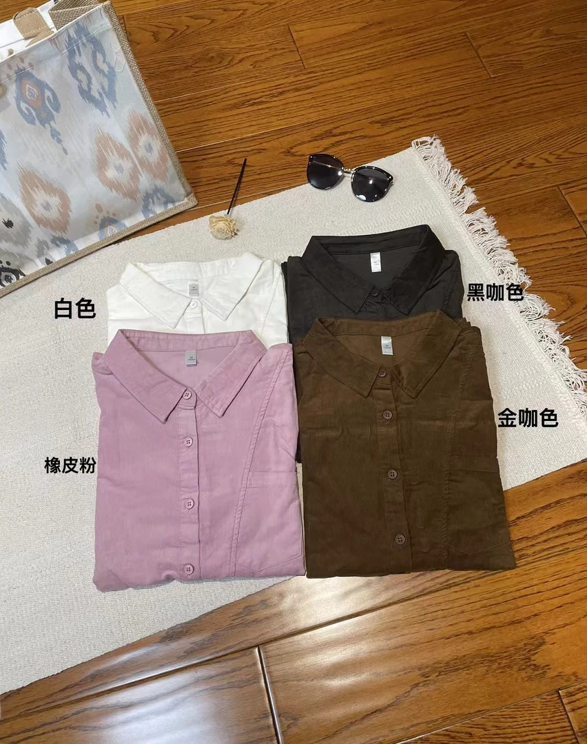 2025新款灯芯绒方领长袖衬衣女 503