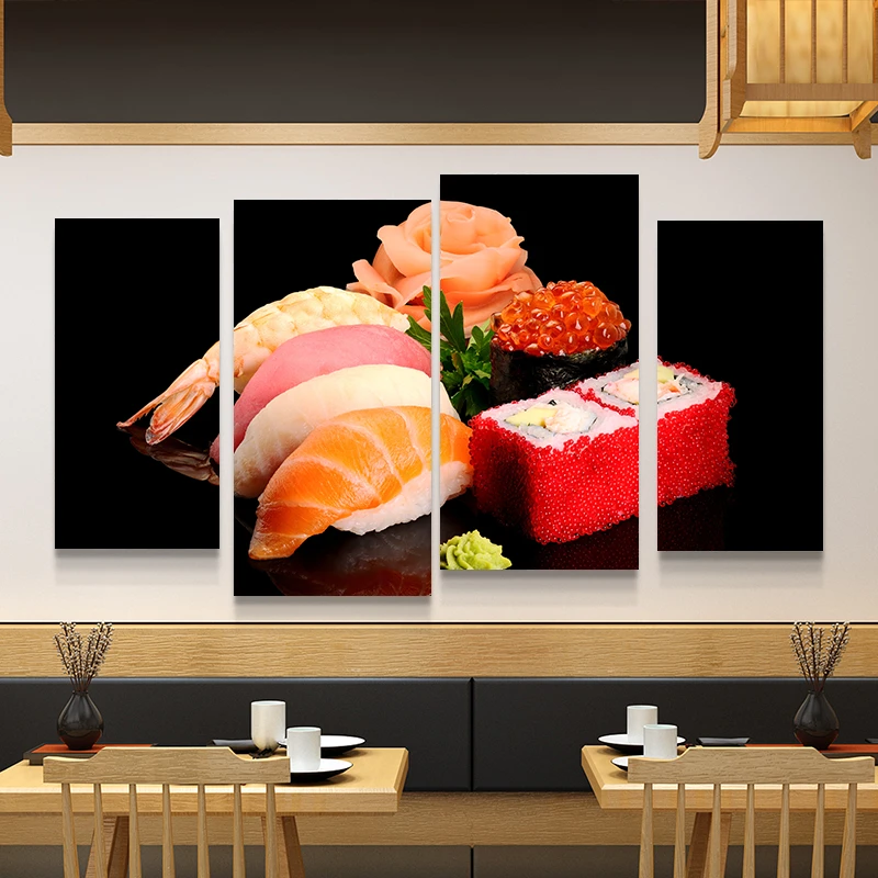 日式餐厅三文鱼装饰画日本料理店美食挂画日式酒店饭店寿司店壁画