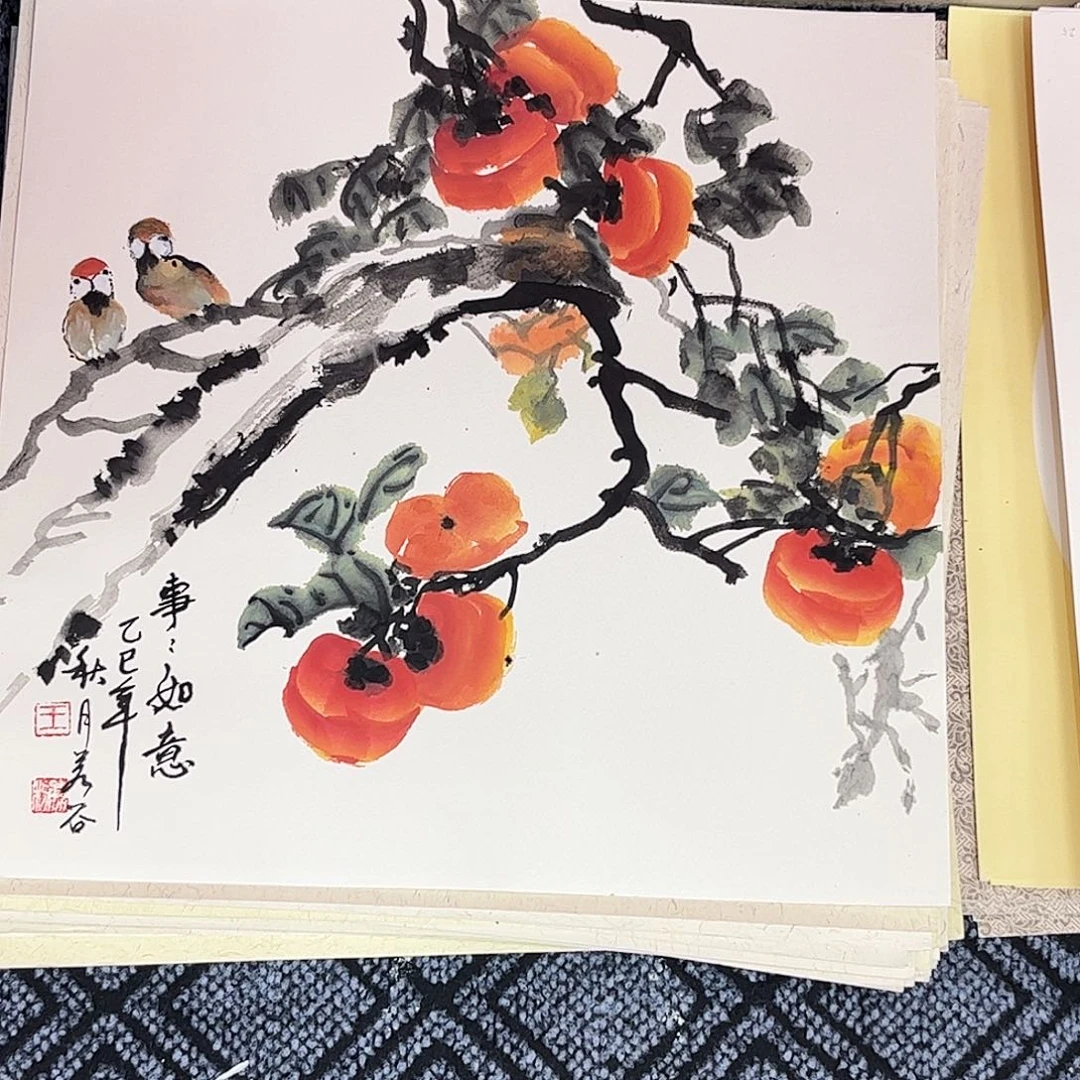 国画王美谷老师三尺斗方花鸟卡纸作品旭