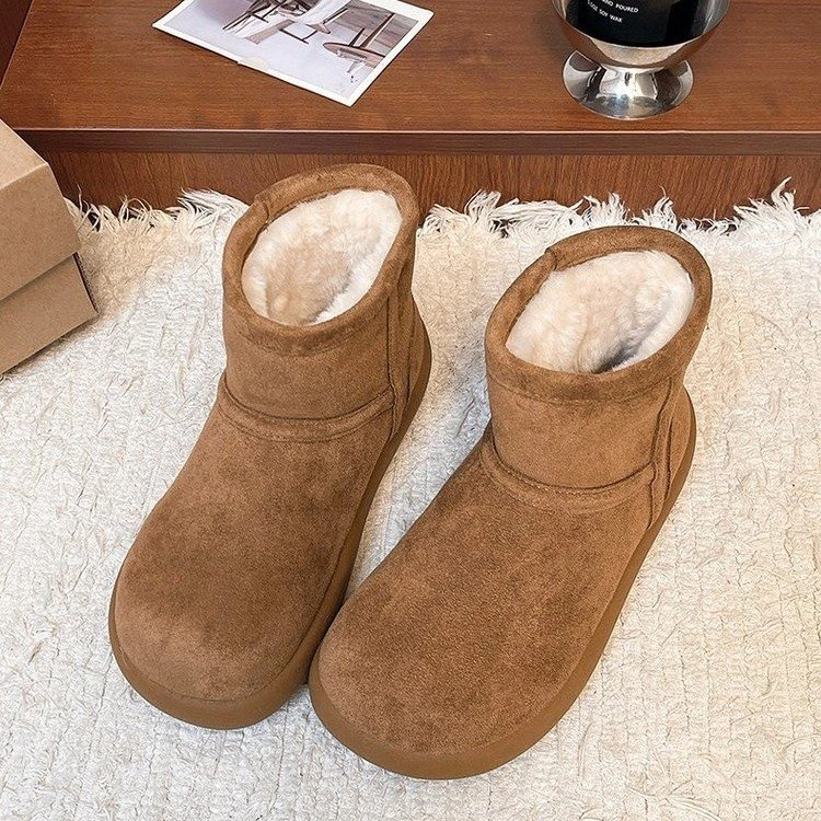 厚底小土豆勃肯鞋雪地靴女2025新款冬季加绒保暖短靴丑萌面包棉鞋
