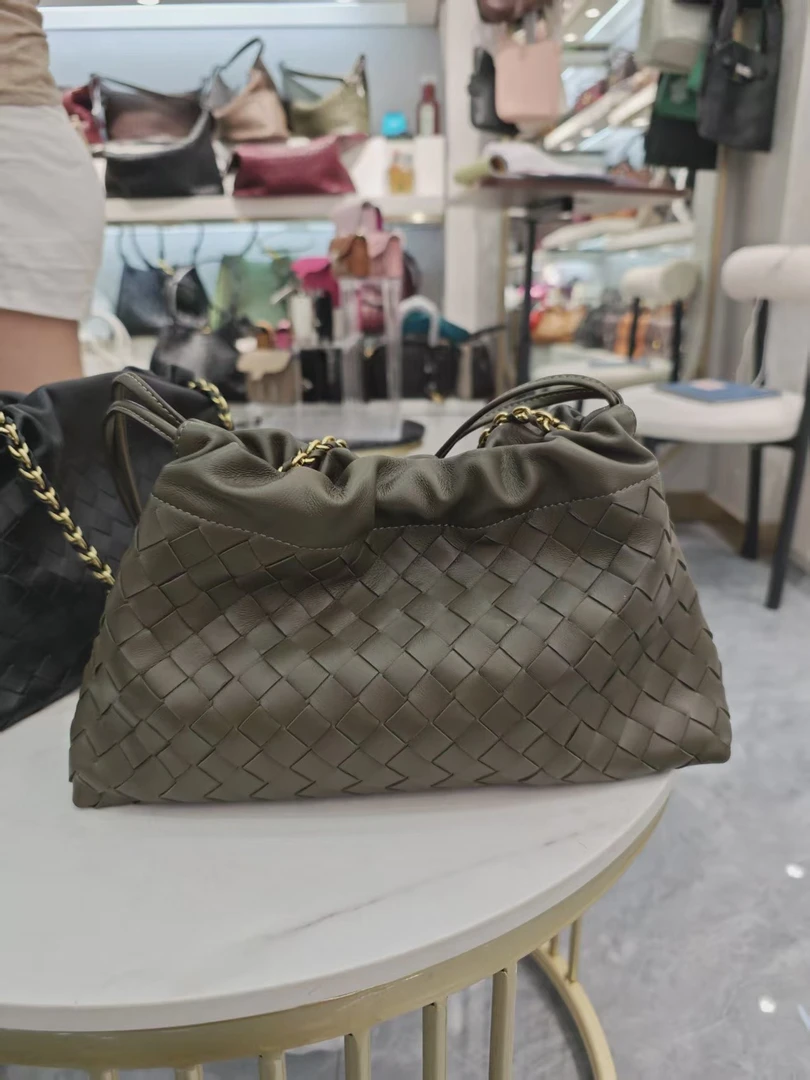 YUSHA/高档芥末绿编织抽绳袋袋链条款-6037