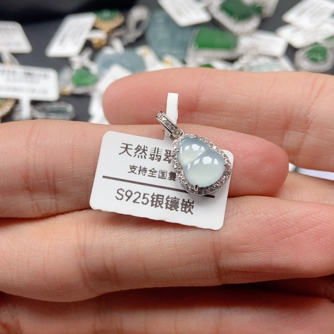 翡翠银S925镶嵌吊坠(不含链)