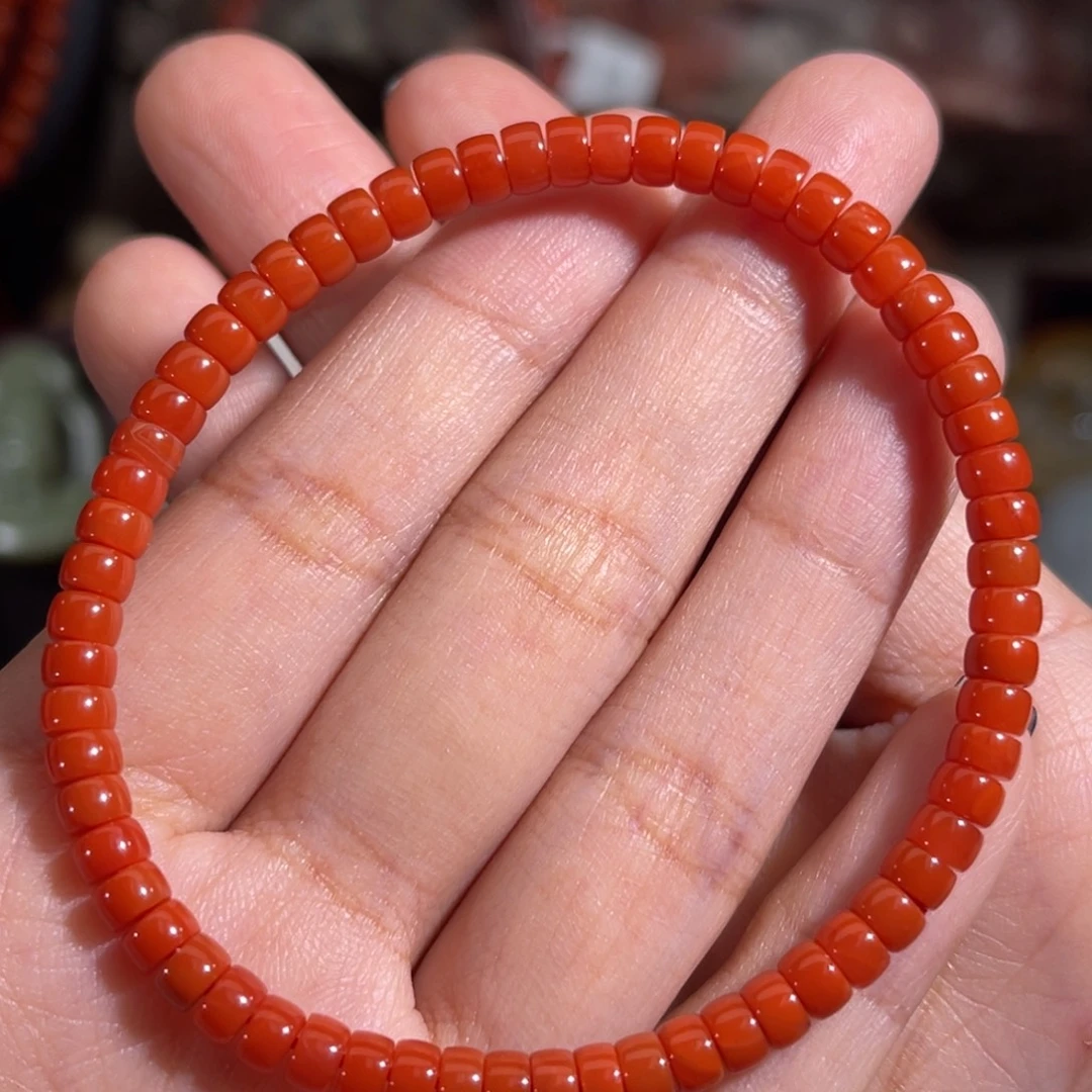 南红玛瑙未镶嵌直切药片手串 4.6mm