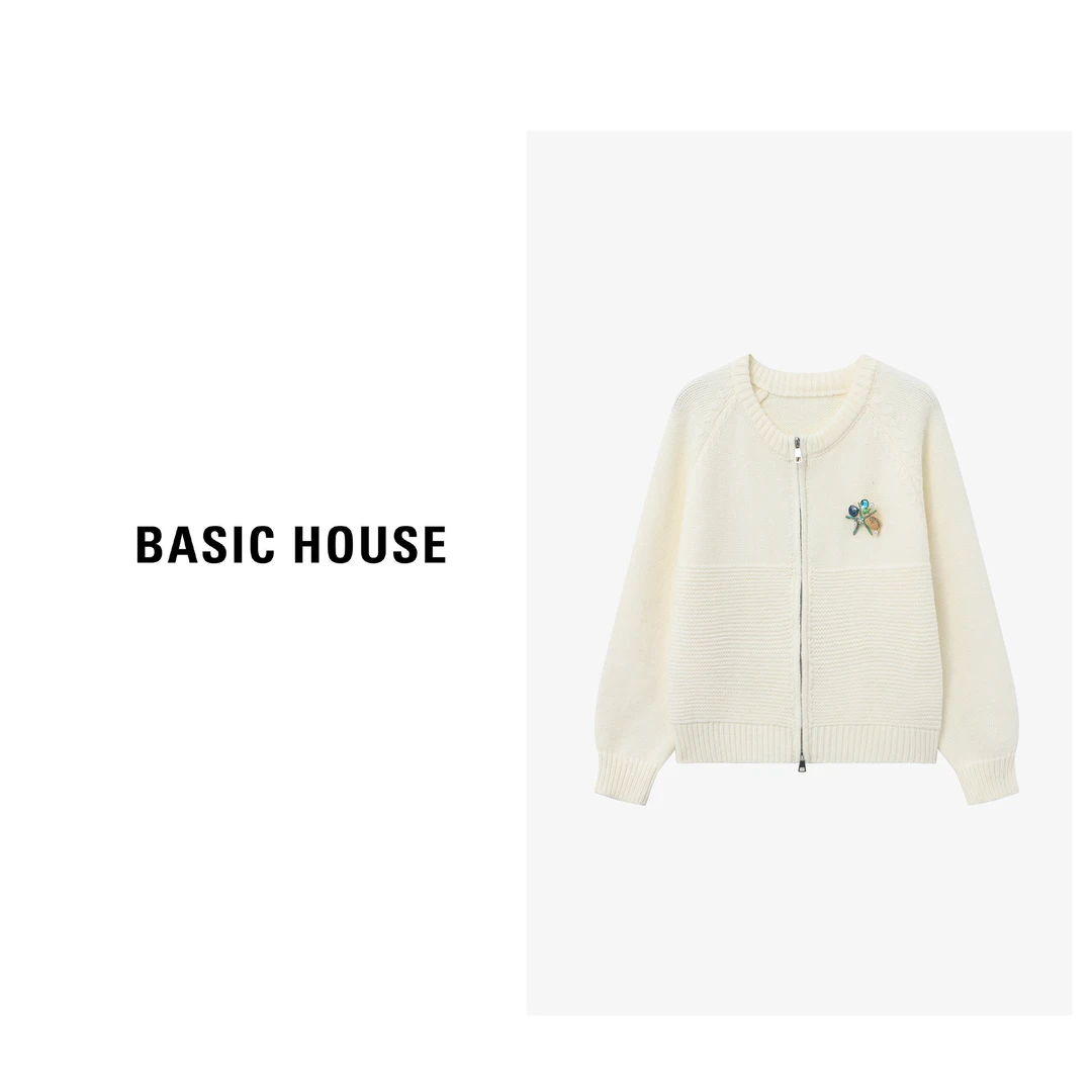 Basic House/百家好百搭老钱风舒适开衫毛衣外套女生-B0625B5OLS2