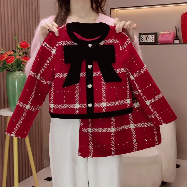 2024秋冬季新款韩版女童夹棉小香风套装中大童时尚外套短裙两件套