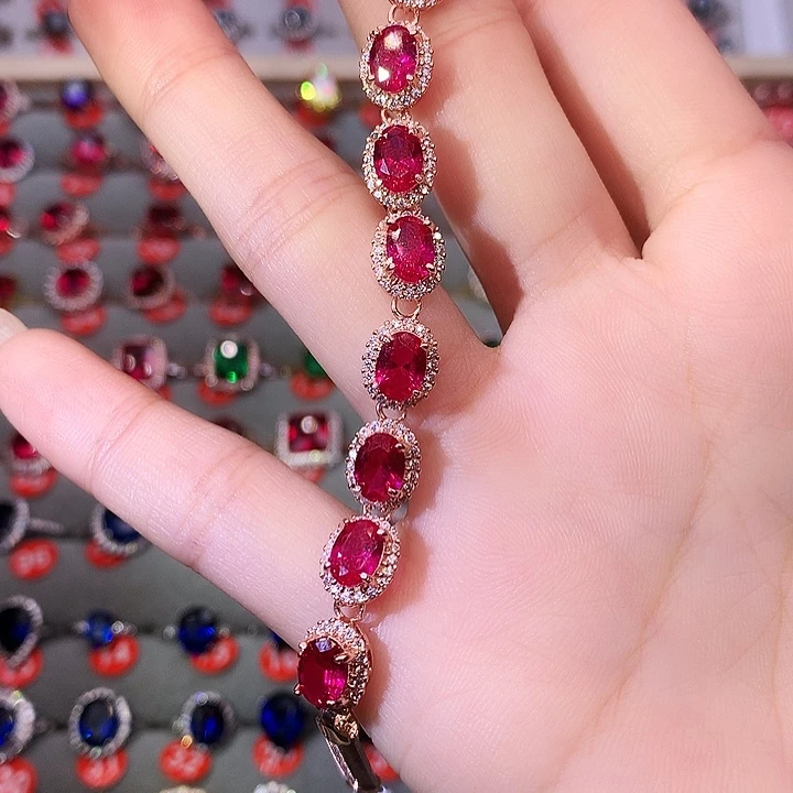红宝石手链银S925镶嵌