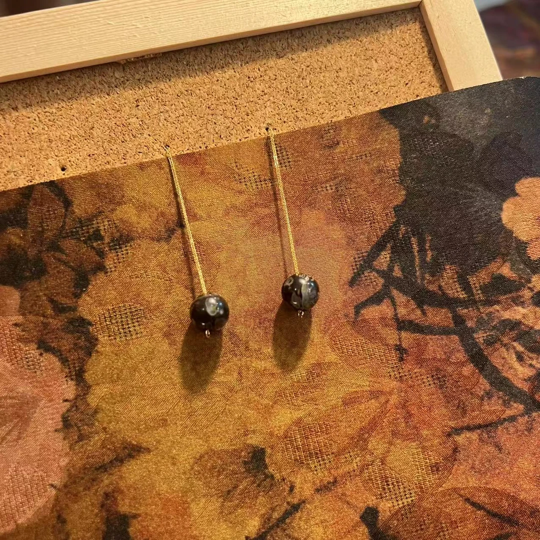 18k梅花玉耳饰10mm圆珠耳线——多样性发其一