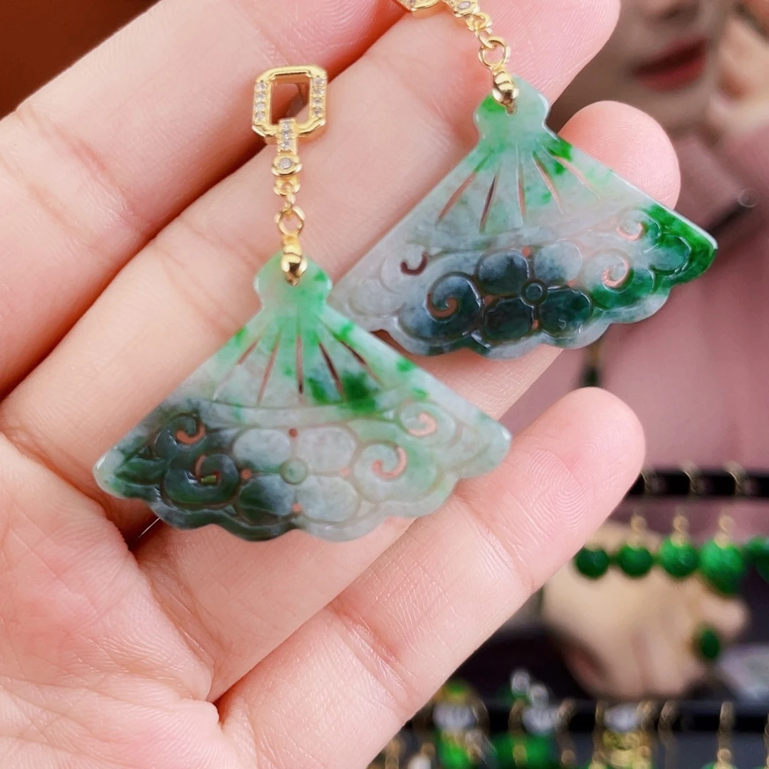 翡翠银S925镶嵌耳饰