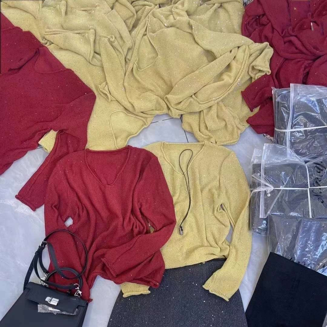 春季秋季V领毛针织衫打底衫套头纯色高领秋冬休闲ins长袖百搭时尚