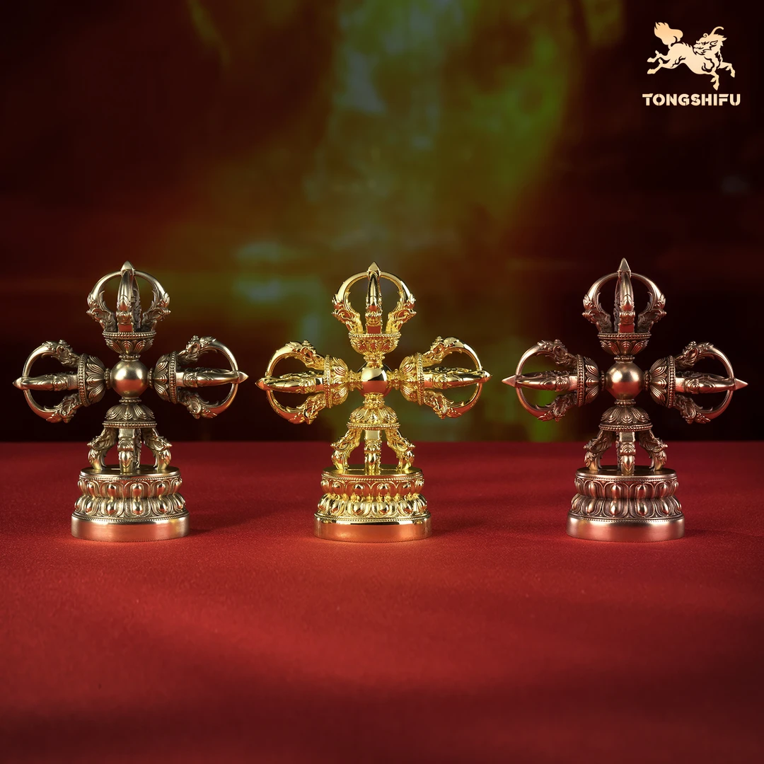 铜师傅《十字金刚杵（中号）》客厅桌面黄铜紫铜金刚杵 家居工艺品