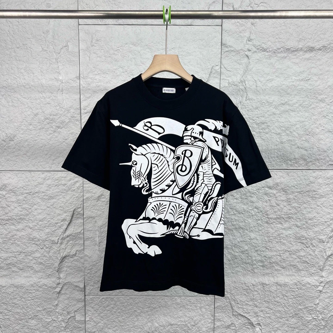 未使用 BURBERRY/博柏利 S码/黑色战马印花圆领短袖T恤/14324334