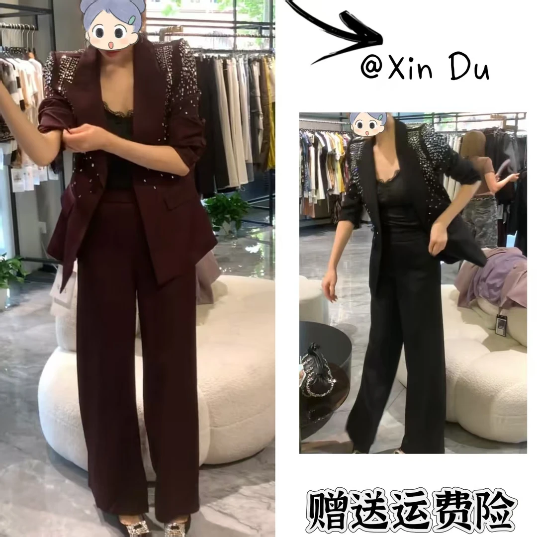 2025秋季新款时尚显瘦气质女士网红洋气两件套百搭款D22398